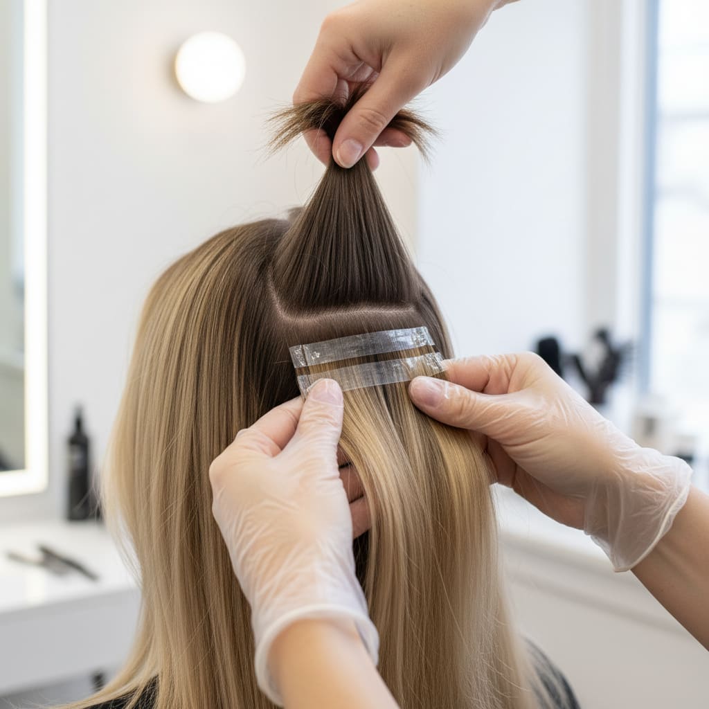 Professional hair extensions application